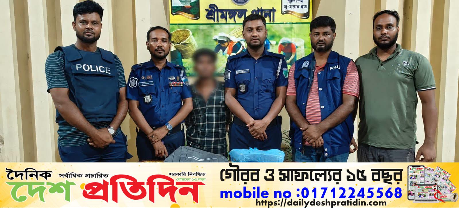 শ্রীমঙ্গলে ২ কেজি গাঁজাসহ মাদক কারবারি গ্রেফতার