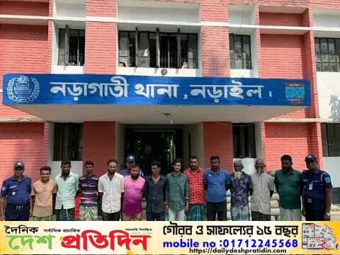 নড়াইল জেলা পুলিশের অভিযানে গত ২৪ ঘন্টায় বিভিন্ন অপরাধে ২৫ জন গ্রেফতার