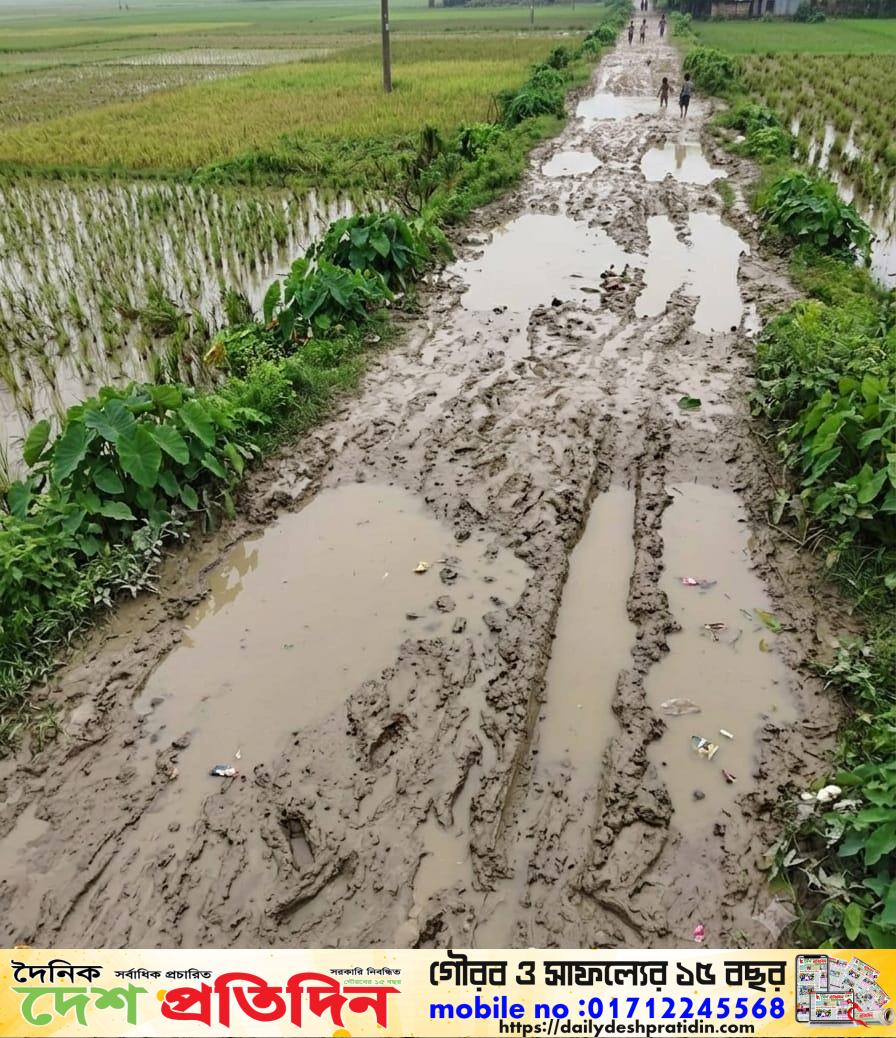বর্ষা এলেই মরণফাঁদ: পাঁচবিবির কাঁঠালি গ্রামের একমাত্র কাঁচা রাস্তায় চরম দুর্ভোগ, পাকাকরণের দাবি