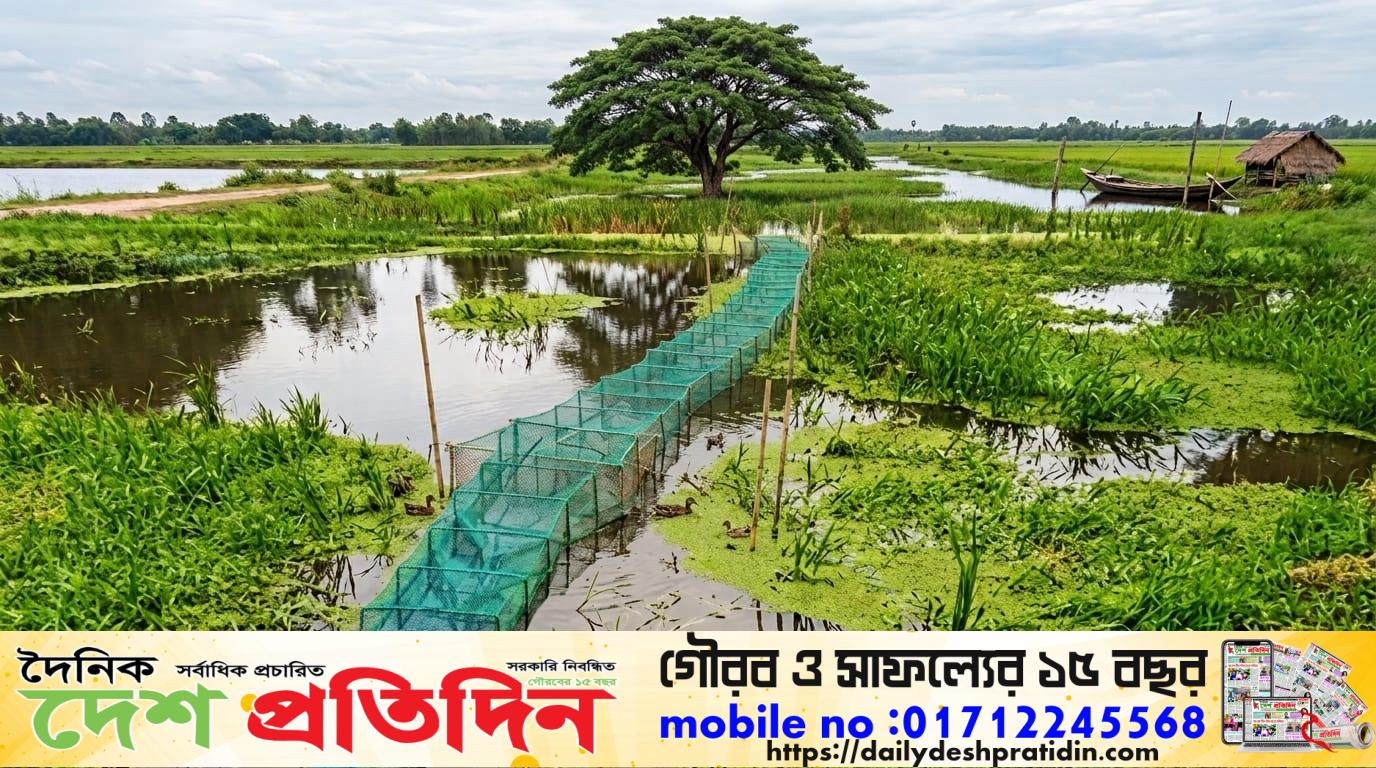 পাঁচবিবির জলাশয়ে দেশীয় মাছের মেলা: বংশবৃদ্ধির পথে বাধা ‘চায়না দুয়ারী জাল’