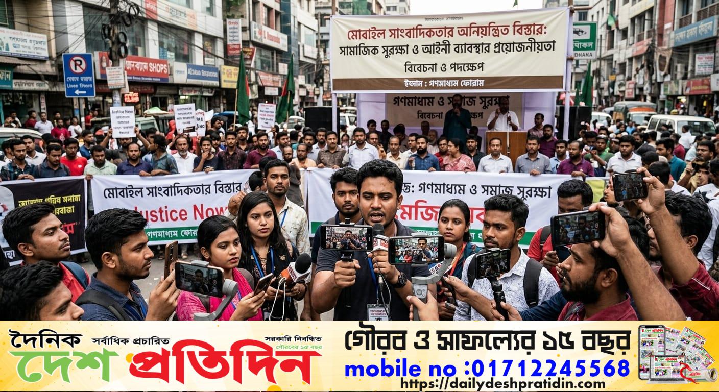 মোবাইল সাংবাদিকতার অনিয়ন্ত্রিত বিস্তার:   সামাজিক সুরক্ষা ও আইনি ব্যবস্থার প্রয়োজনীয়তা:-
