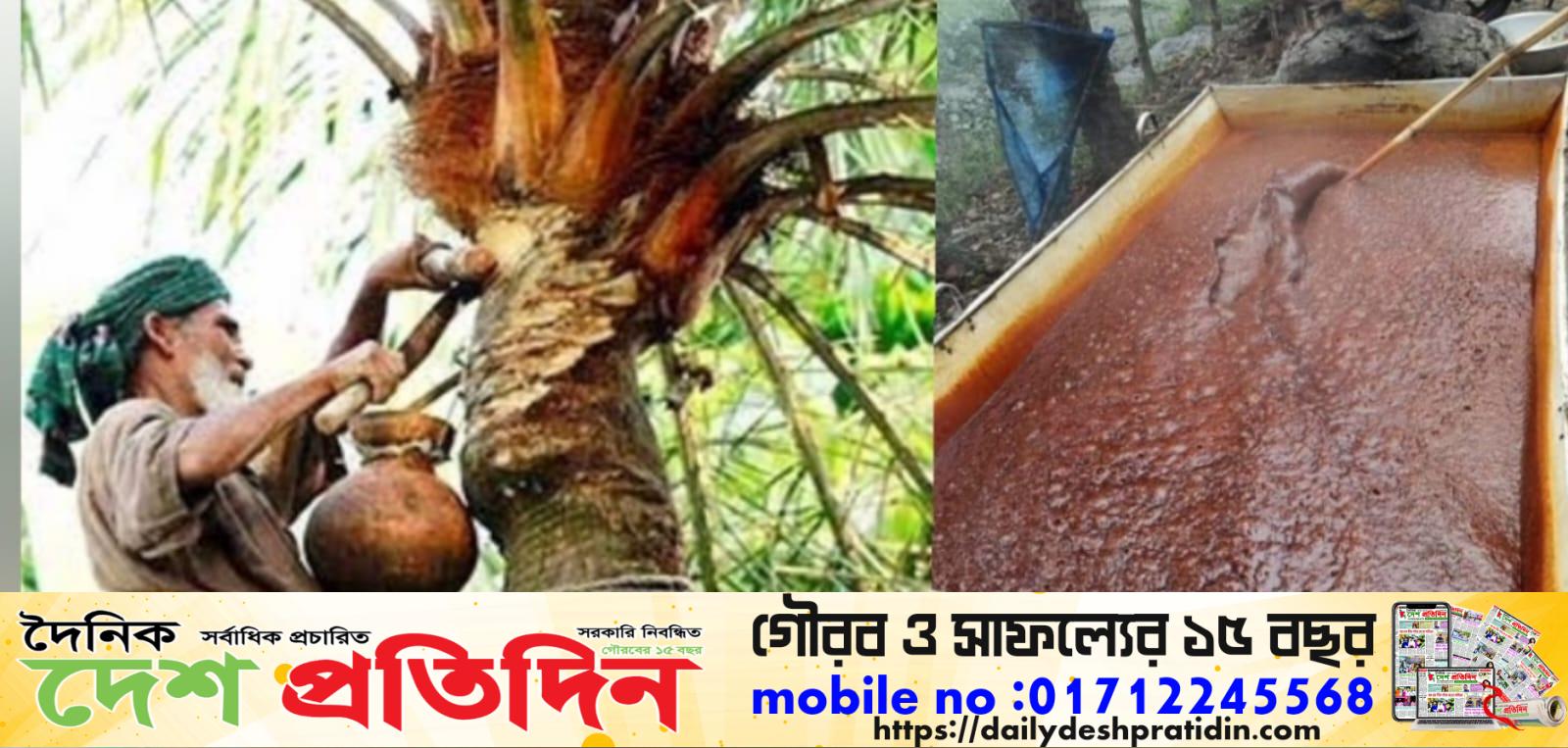জয়পুরহাট পাঁচবিবিতে খেজুর রস থেকে গুড় তৈরী