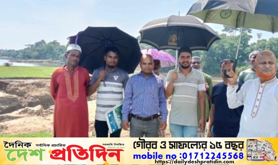 গোয়াইনঘাট লংলাখালে গোচারণ ভূমি জবর দখল পরিদর্শনে ইউনিয়ন ভূমি উপ-সহকারী কর্মকর্তা