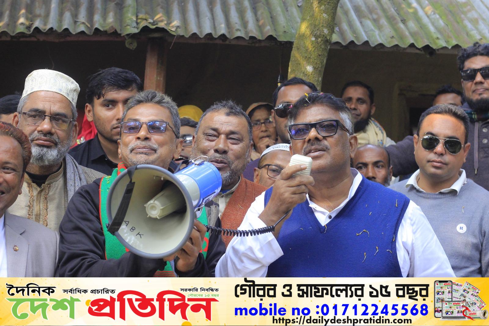 গণতন্ত্র পুনঃপ্রতিষ্ঠা ও জনগণের সরকার গঠনের অঙ্গীকারে গণসংযোগ শুরু এডঃএমঃ রুহুল কুদ্দুস তালুকদার দুলু