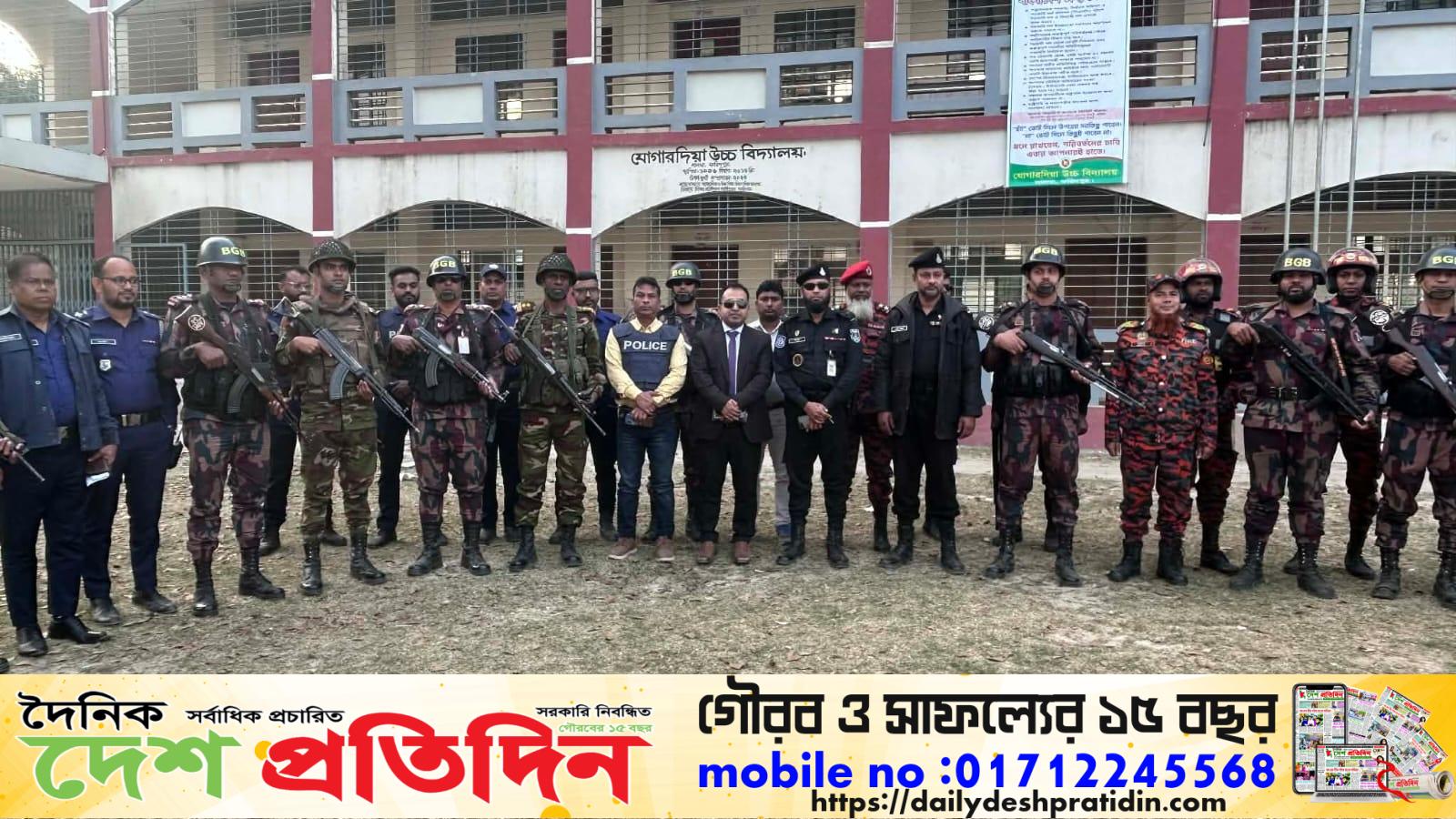 ভোট ও ভোটারের নিরাপত্তায় সালথায় যৌথ বাহিনীর ব্যাপক মহড়া